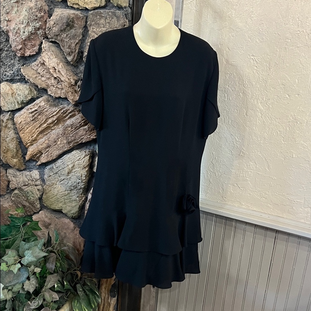 Chaus Black Tunic with Ruffle Hem